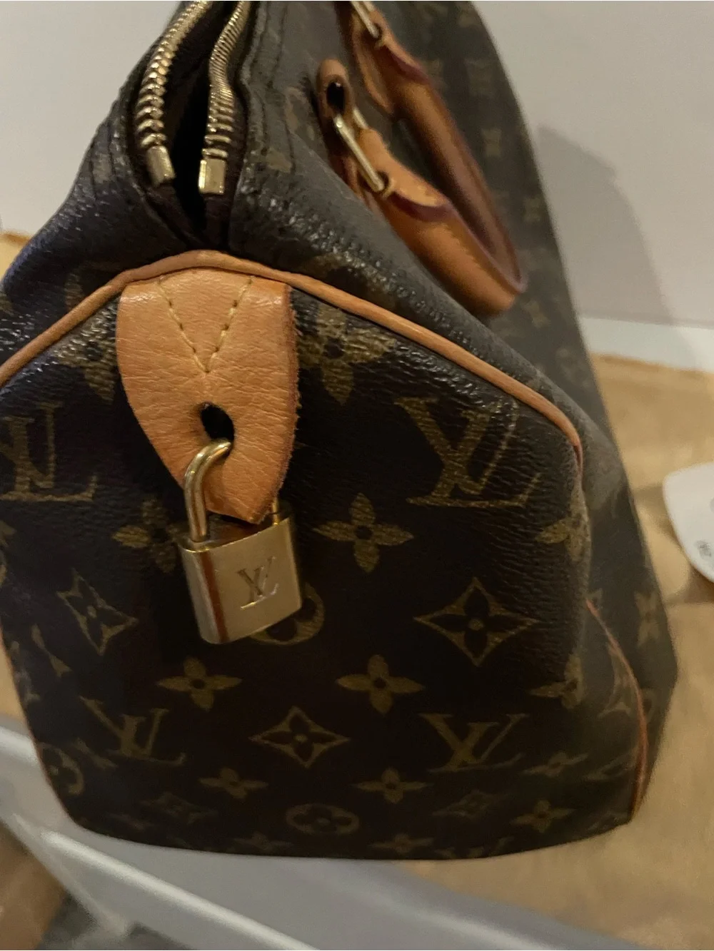 Louis Vuitton Monogram Canvas Satchel with Tan Leather Trim